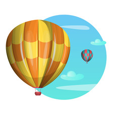 Hot air balloons in the sky. Vector illustration