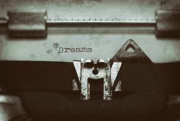 Vintage typewriter with a text