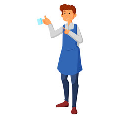 waiter holding a cups of tea or coffee with steam