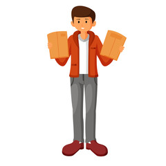 young man holding clipboard with papers