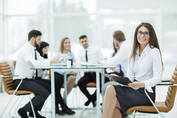 leading lawyer of the company on background, business meeting business partners