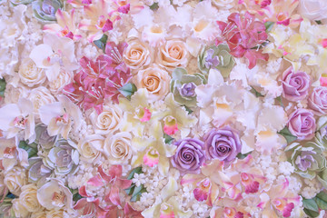 Romantic roses background in pastel color.