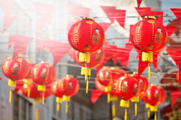 Chinese new year lanterns in china town.