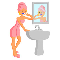  beautiful young woman with bath towel on head 