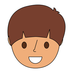 smiling young face boy cartoon character vector illustration