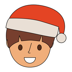 young boy smiling happy wearing christmas hat vector illustration