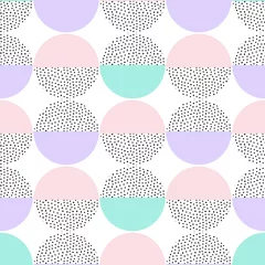 Wall murals Memphis style Vector seamless retro memphis pattern with round geometric elements. Trendy geometry in hipster style. Suitable for posters, covers, prints.