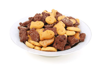 chocolate biscuits variety isolated on a white background