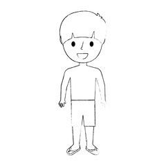 happy little boy wearing swimsuit vector illustration