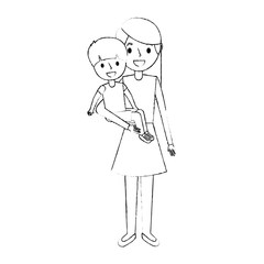 mother carrying her little boy vector illustration