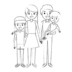 Fototapeta na wymiar family together parents with daughter son vector illustration