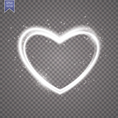 Glowing heart. Transparent background. 
