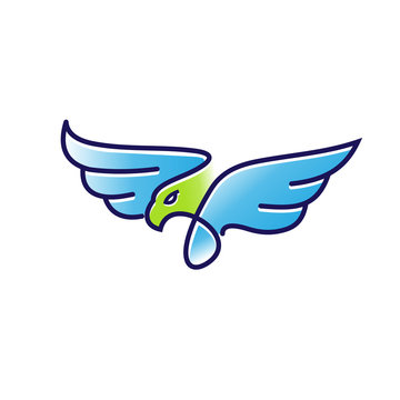 simple modern Eagle Logo design vector template Linear style. Bird Falcon Hawk Luxury Logotype concept icon Heraldic style.