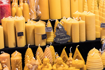 Candles on the christmas market in Berlin, Germany.