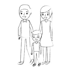 family father mother and son together standing vector illustration sketch