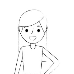 portrait cartoon woman smiling character vector illustration sketch