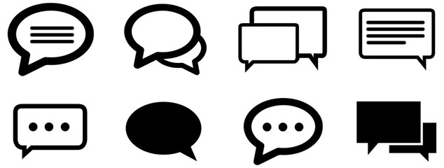 Black chat vector icon pack
