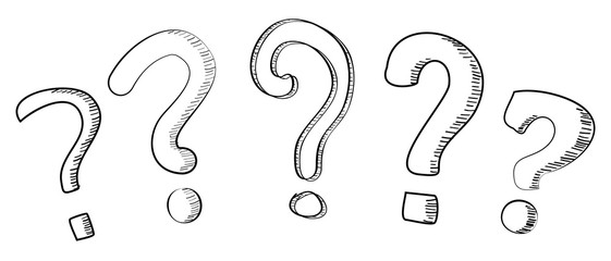 Hand drawn question marks vector
