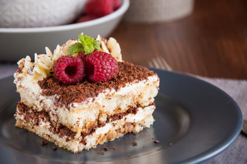 Home-made traditional Italian dessert tiramisu