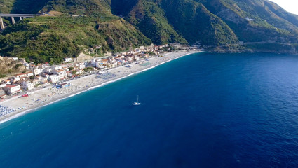 Obraz premium Aerial view of Scilla, Calbria coastline, Italy