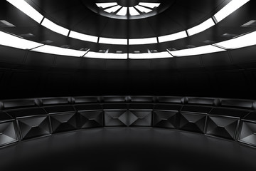 Modern Future dark background technology Sci-fi interior concept. 3d rendering