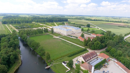 Fototapeta na wymiar Aerial view of beautiful summer countryside around Rundale Castle, Latvia