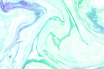 Vivid Blue & Green Suminagashi Marble Texture