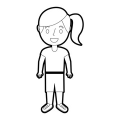 Obraz premium young girl kid character standing cartoon vector illustration