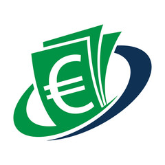 Icon logo for financial management business with euro currency details