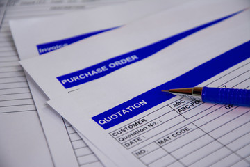 Quotation business document on paper background