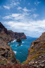 Fototapeta na wymiar Steilküste Madeira trail - lavada trails on westcoast of maderian ocean side