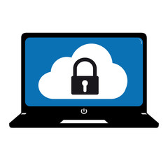 Technology Cloud Security Systems - Editable Computer Vector Illustration