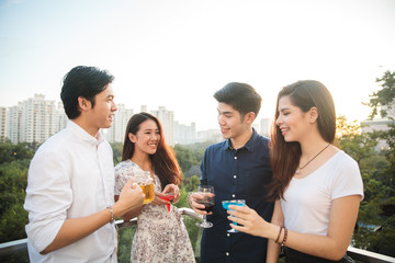 Young asian people party