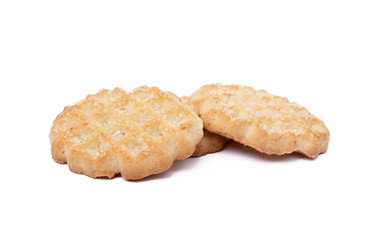 Tasty cookies biscuits isolated on white background