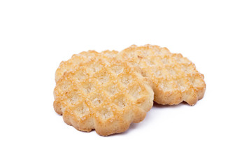 Tasty cookies biscuits isolated on white background