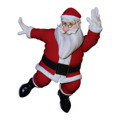 3D Rendering Santa Exercising on White