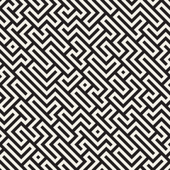 Irregular Tangled Lines. Abstract Geometric Background Design. Vector Seamless Black and White Chaotic Pattern...