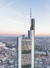 Frankfurt aerial skyline at night, Germany
