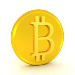 3D illustration of  golden bitcoin