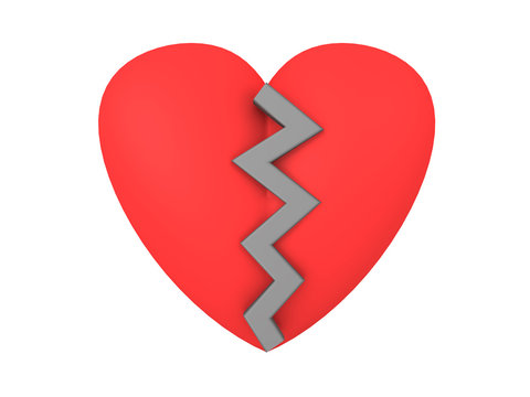 3D illustration of a broken heart