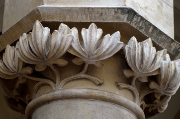 Fototapeta na wymiar Close-Up of Stone Carving on the Exterior of the Sukiennice or Kraków Cloth Hall in Kraków, Lesser Poland, Poland