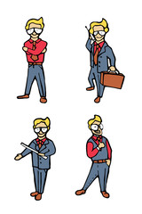 Businessman cartoon icons set