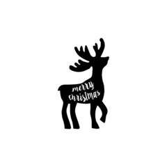 Reindeer silhouette text merry christmas