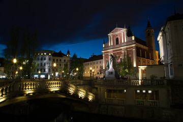 Fototapeta na wymiar Ljubljana Night Scape