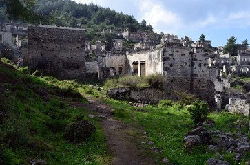 Fototapeta na wymiar Abandoned, old Greek houses of Kayakoy.Fethiye.Turkey