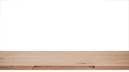 empty wooden table top isolated on white background, used for display or montage your products