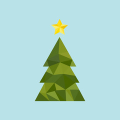 Fototapeta premium Chrismas tree in low poly triangle style