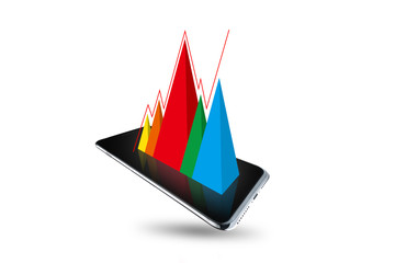 Trading Graph of stock market on side view of black smartphone