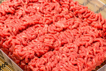 Closeup ground beef ready for cooking