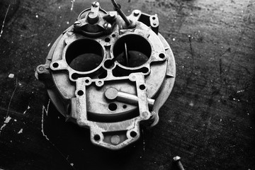 Repair process of machine parts with special tools, roboface